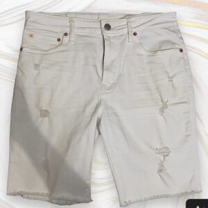 American Eagle Outfitters White Jean Shorts Distressed Style